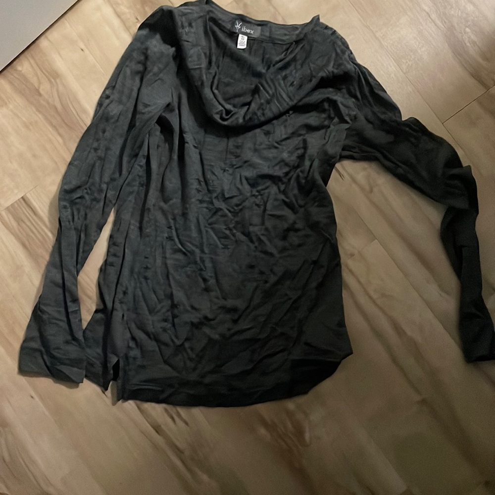 Ibex cowl neck shirt merino wool xs flawed